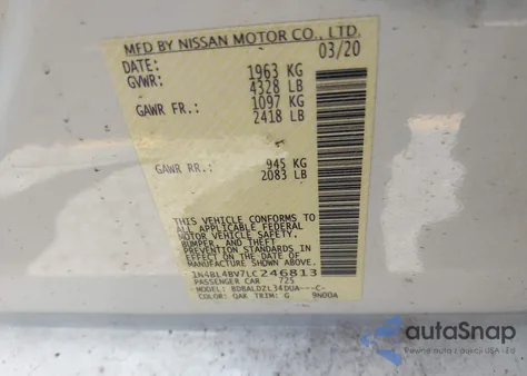 2020 Nissan Altima S Fwd from USA, damaged, VIN 1N4BL4BV7LC246813